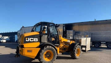 JCB hjullastare på arbetsplats